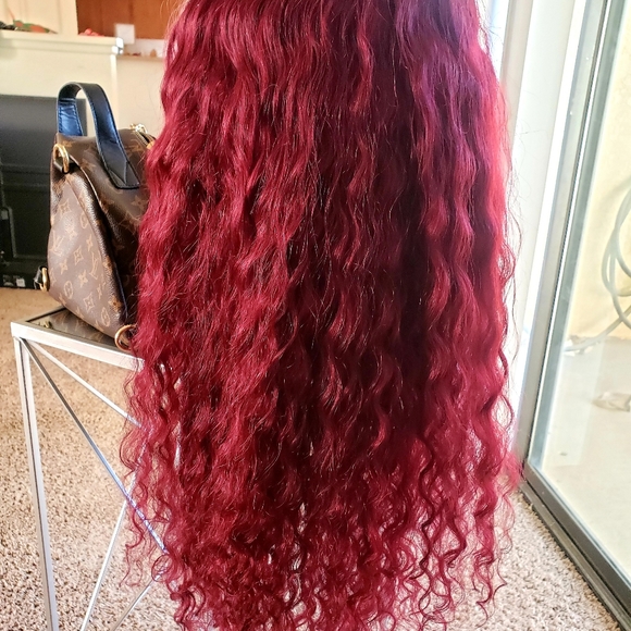 24 inch plum color deep wave human hair headband wig - Picture 5 of 7
